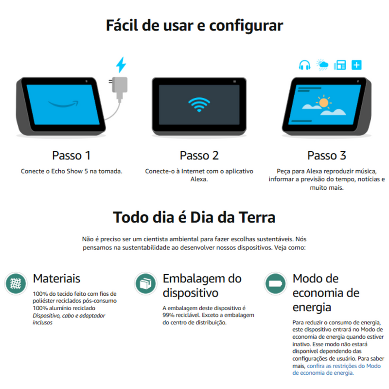 Echo Show 5 3a Geração Smart Display Preto Amazon 110v/220v