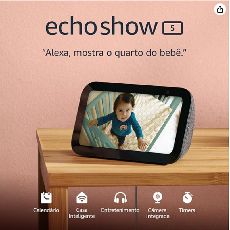 Echo Show 5 3a Geração Smart Display Preto Amazon 110v/220v