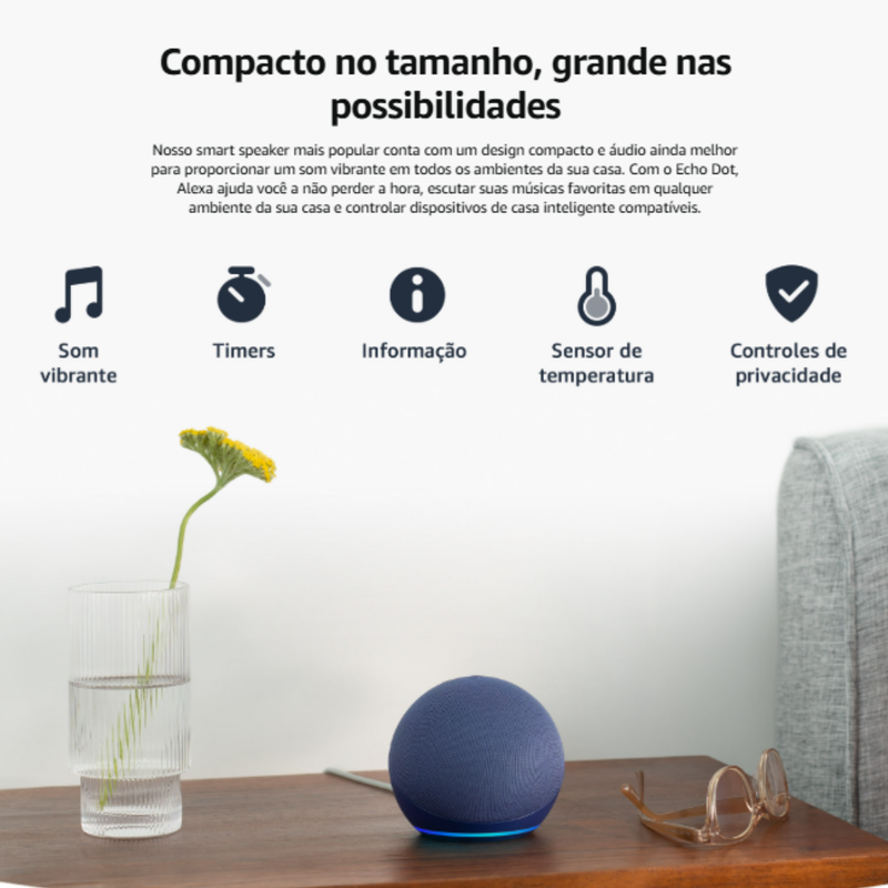 Alexa Amazon Echo Dot 5a Alto Falante Som Premium Preta Pro